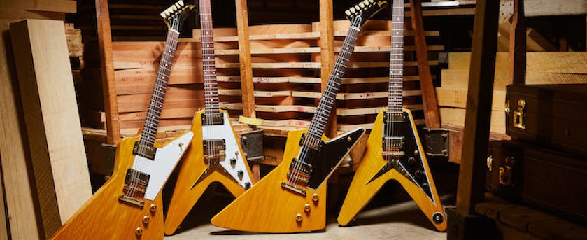 Gibson Custom Shop 1958 Korina Flying V and Explorer Re-Issue Ultra-Rare guitars, photo